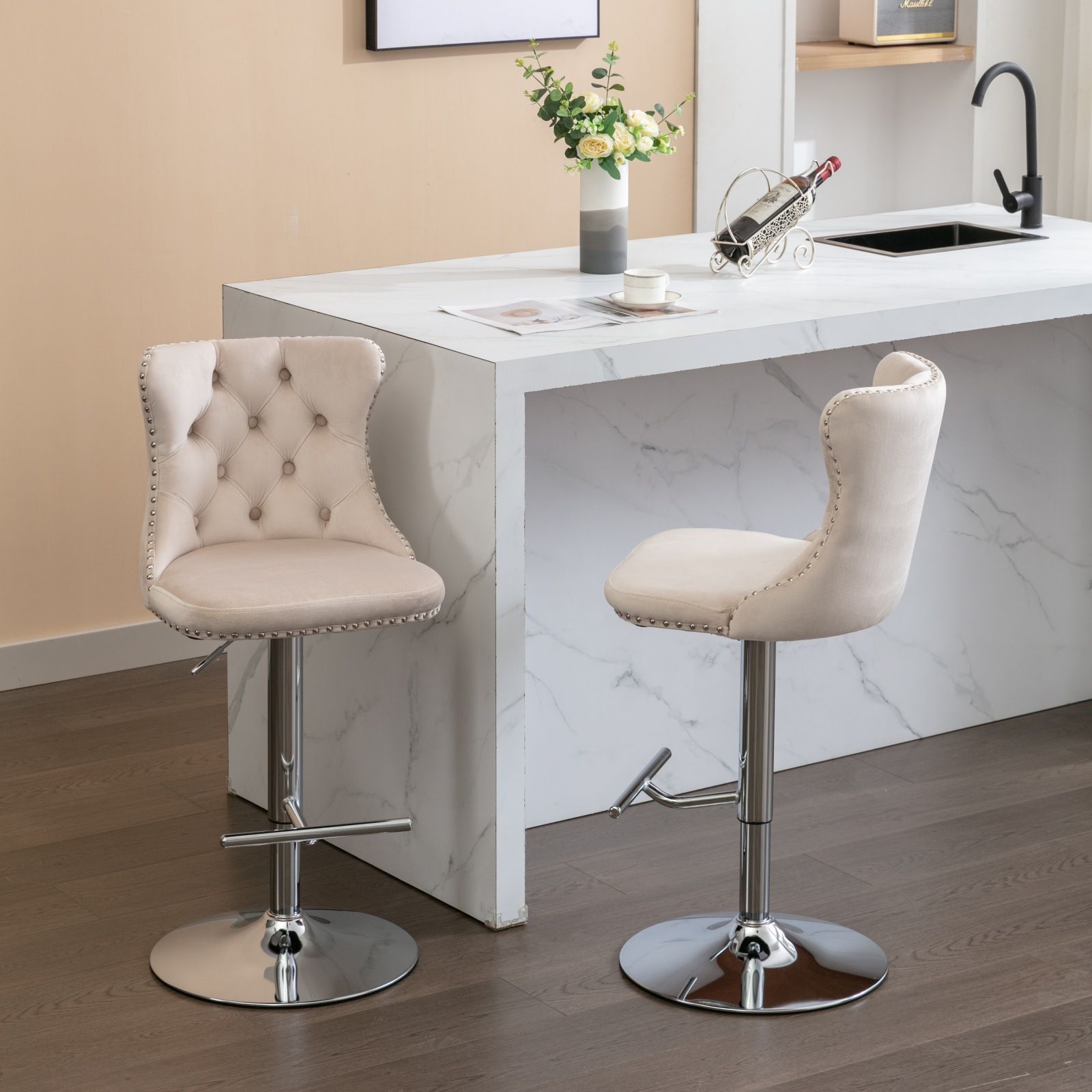Swivel Adjustable Height Barstools Set of 2 by HouseOfZazla