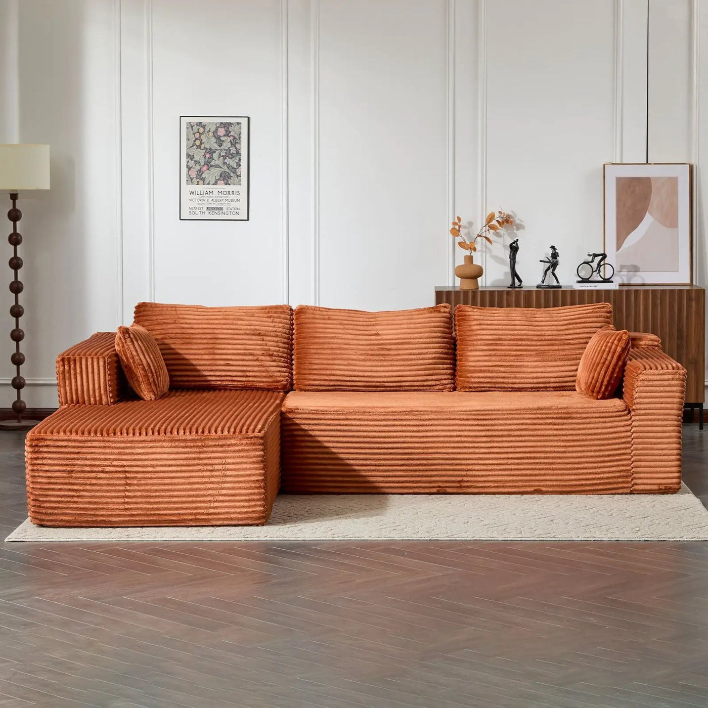 Compression Sectional Couch With Comfy Chaise, Boneless L Shape Sofa With Deep Seat by HouseOfZazla