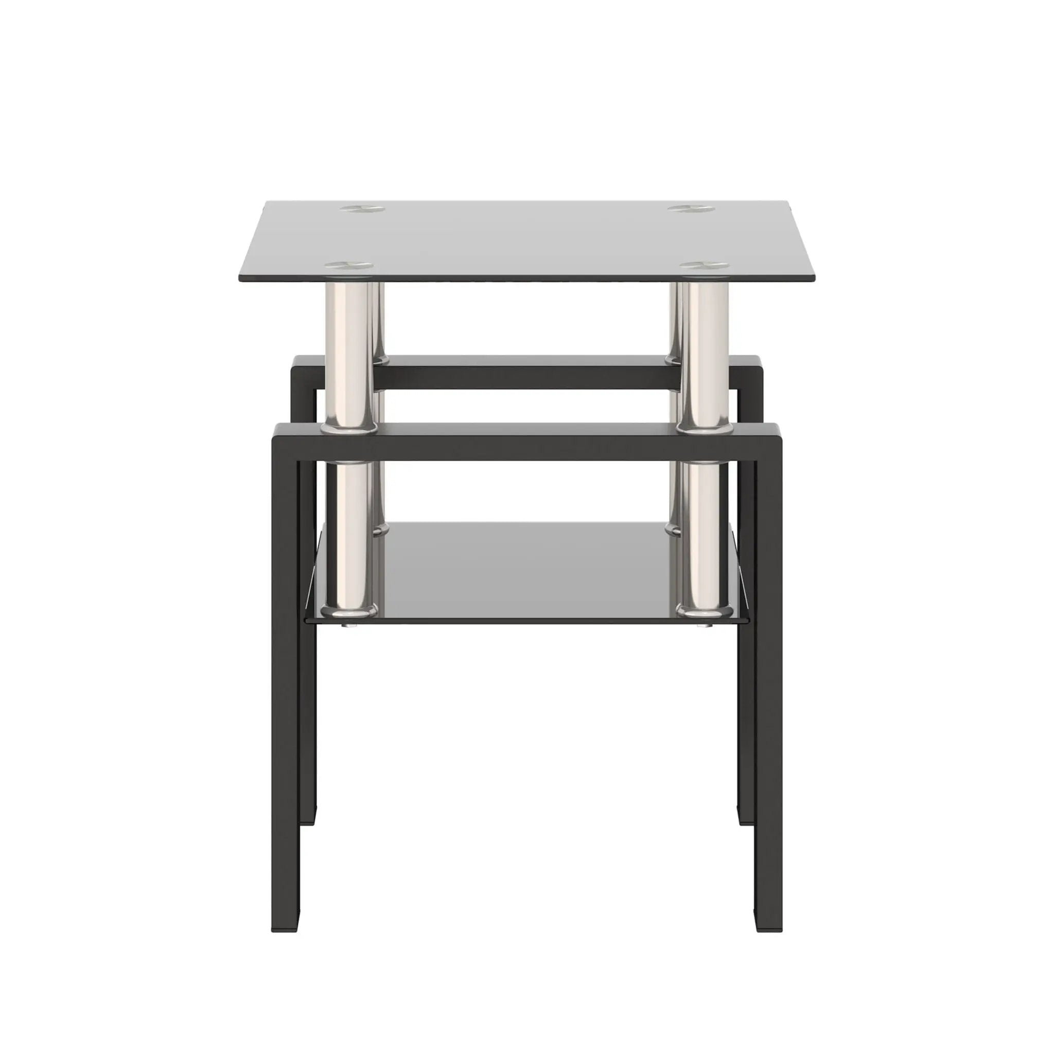 Modern Tempered Glass Tea Table, End Square Table For Living Room - Black by HouseOfZazla