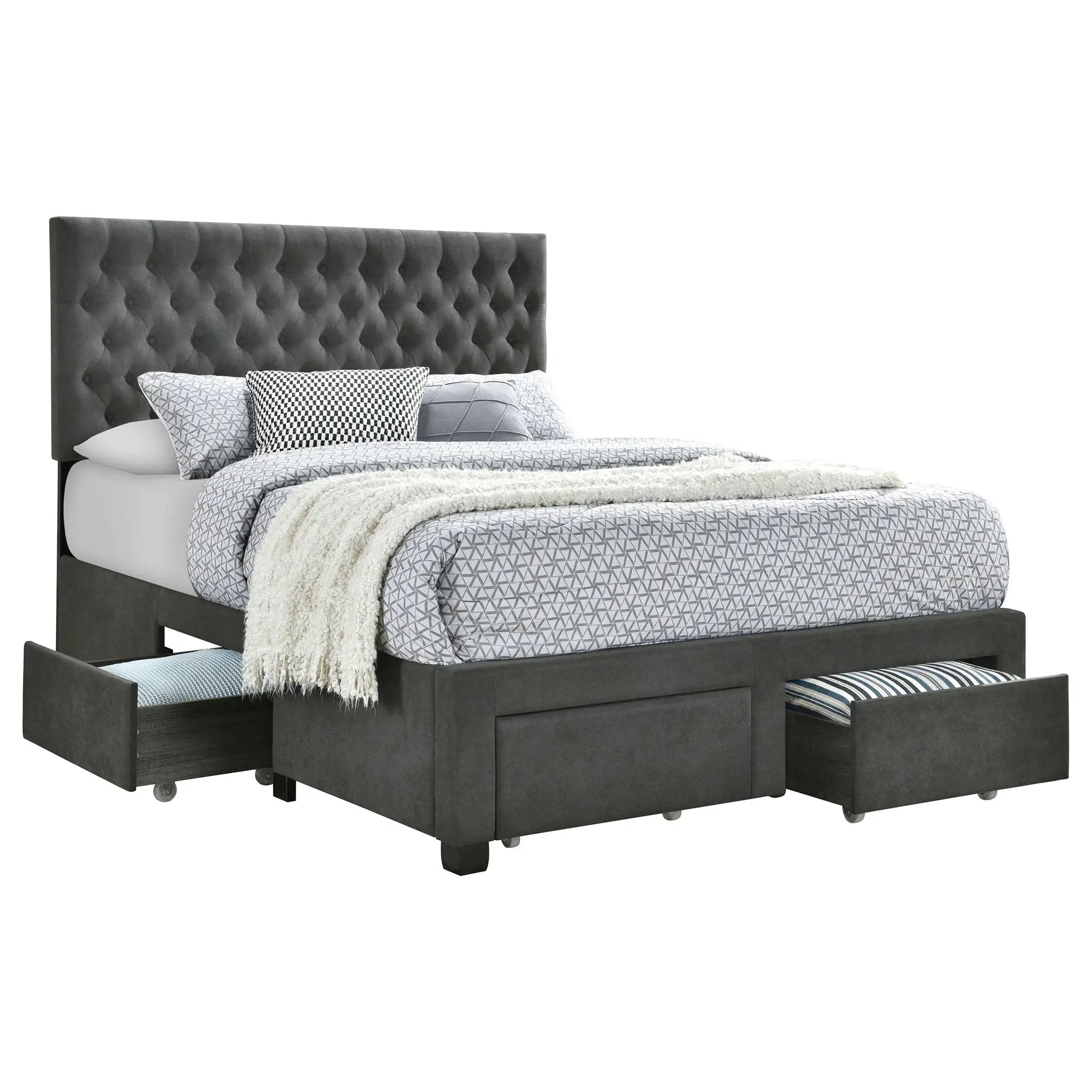 Soledad Upholstered Full Storage Panel Bed Grey by Unique Piece Furniture