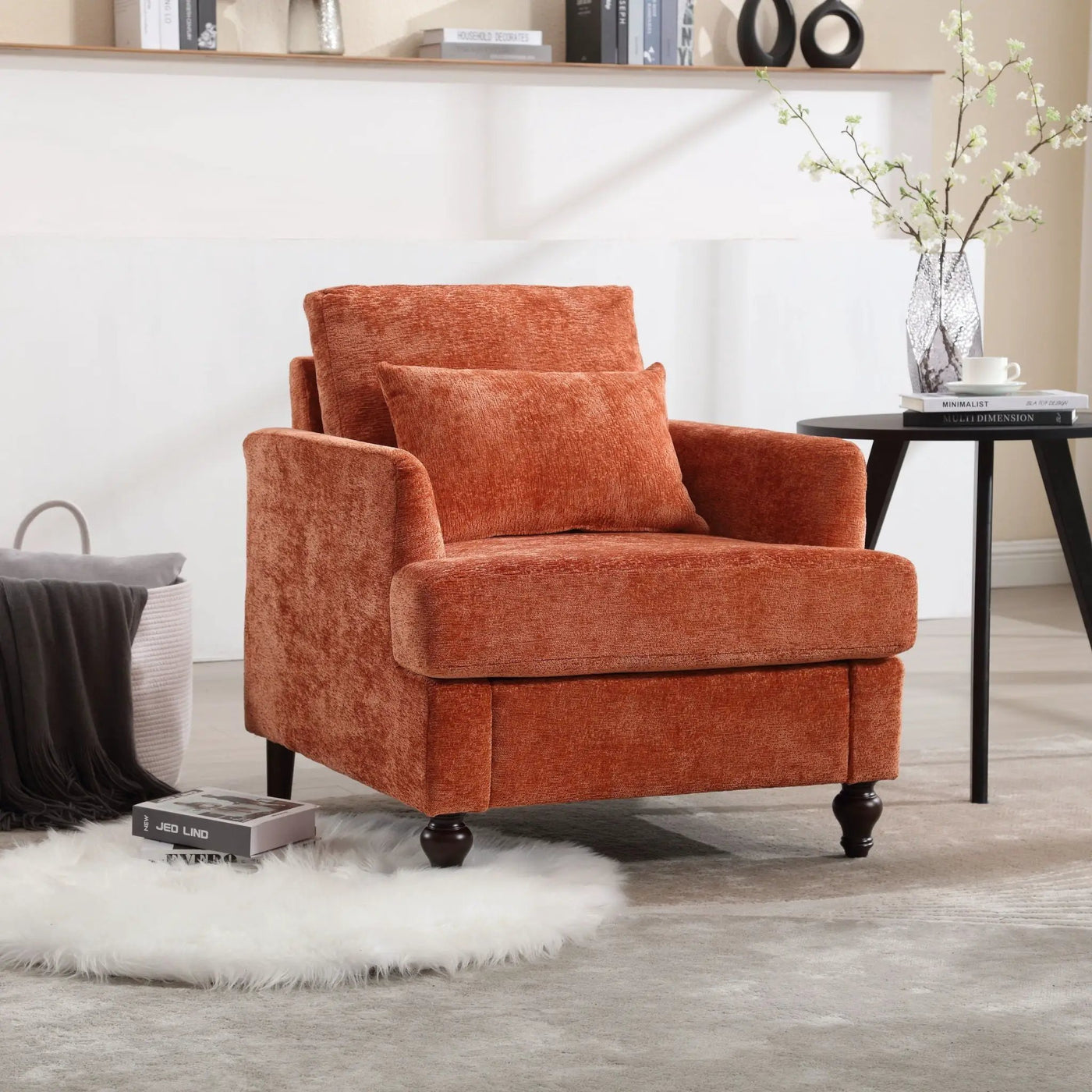 Modern Mid Century Wood Frame Armchair With Tufted Design by HouseOfZazla