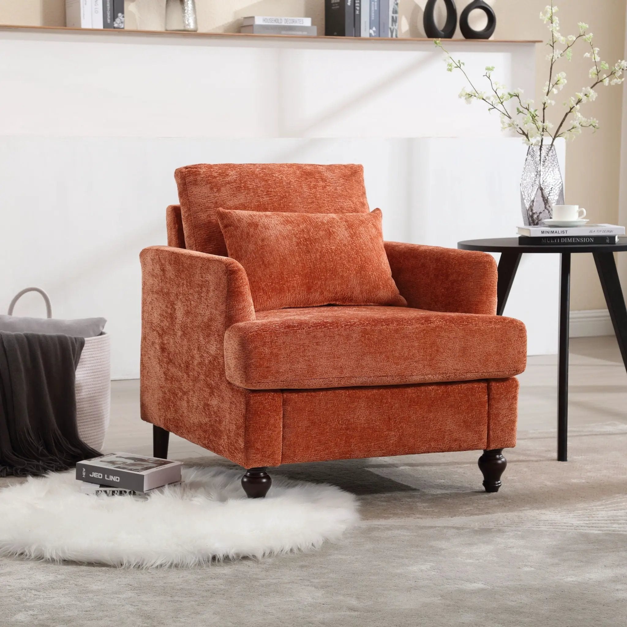 Modern Mid Century Wood Frame Armchair With Tufted Design by Unique Piece Furniture