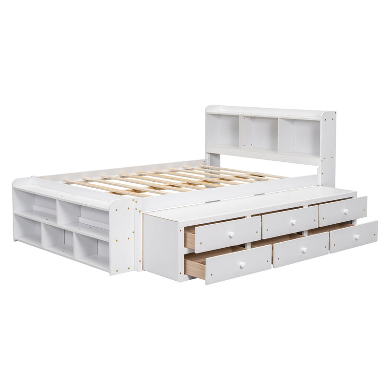 Bed With Bookcase Headboard, Under Bed Storage Drawers And Bed End Storage Case by HouseOfZazla