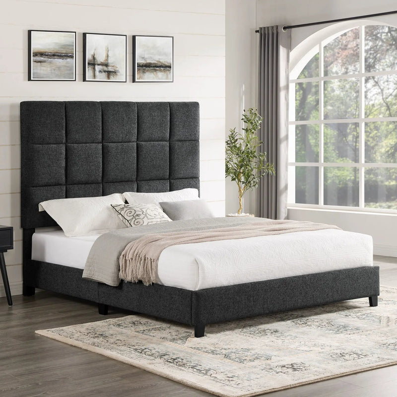 Squares Upholstered Headboard Platform Bed by Unique Piece Furniture
