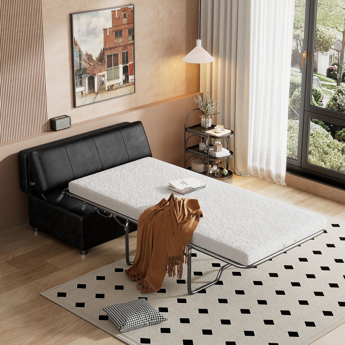 Twin Size Folding Ottoman Sleeper Bed With Mattress Convertible Guest Bed, photo 14 of 25