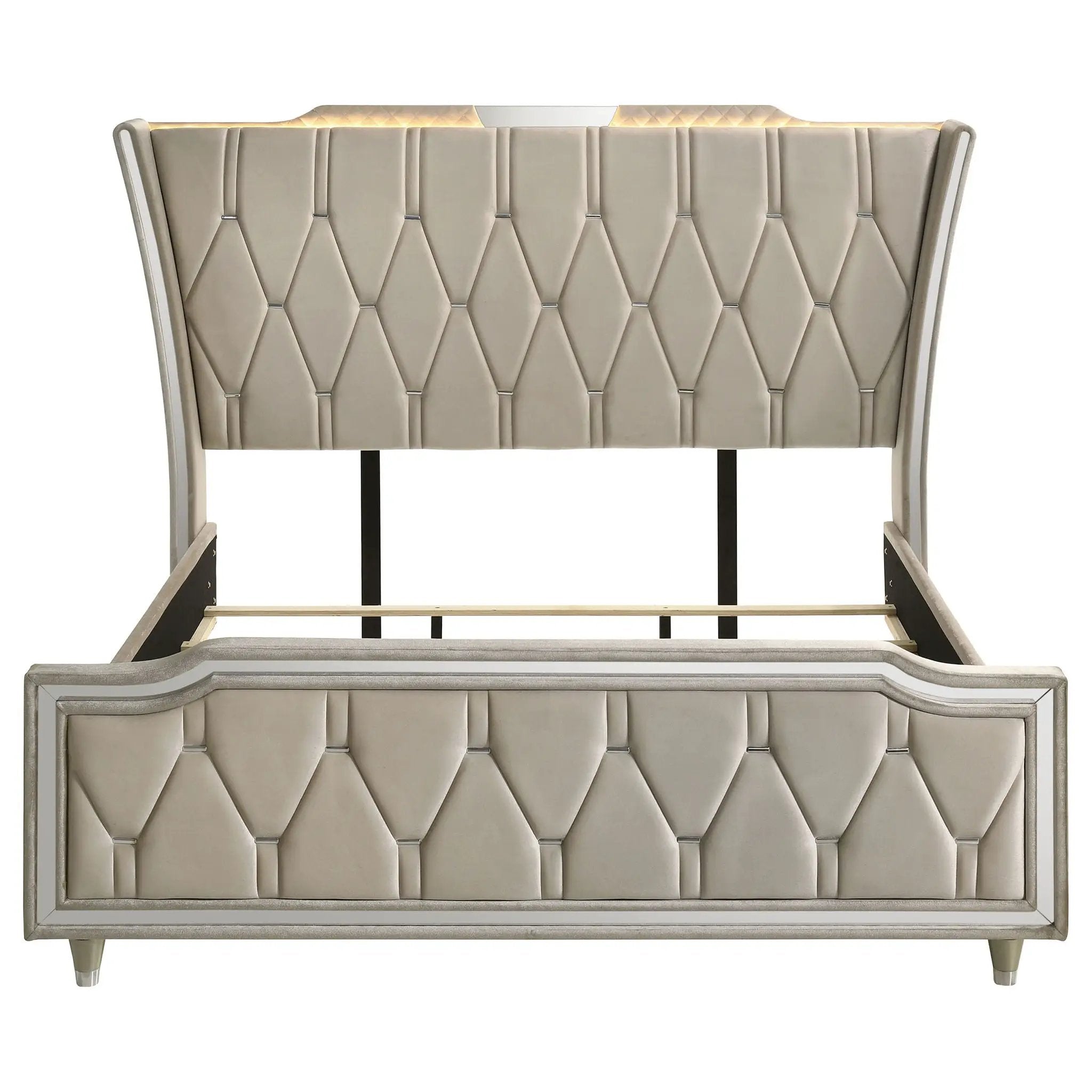 Lorient California King LED Upholstered Bed Ivory and Camel by Unique Piece Furniture