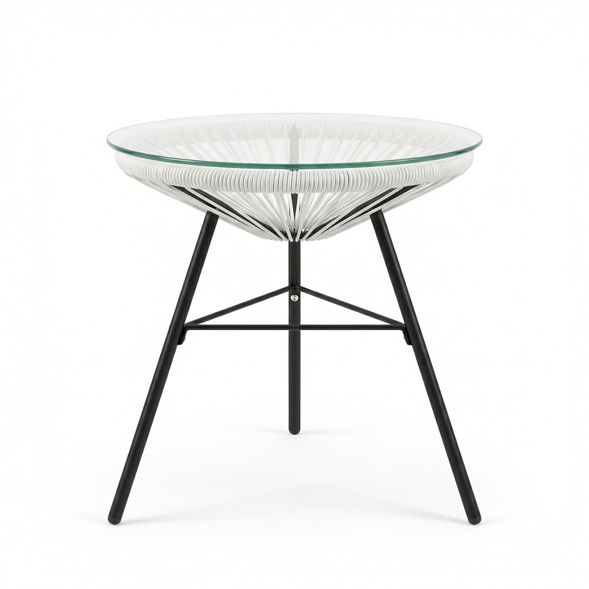 Nusa Outdoor Synthetic Wicker Glass-Top Side Table by HouseOfZazla