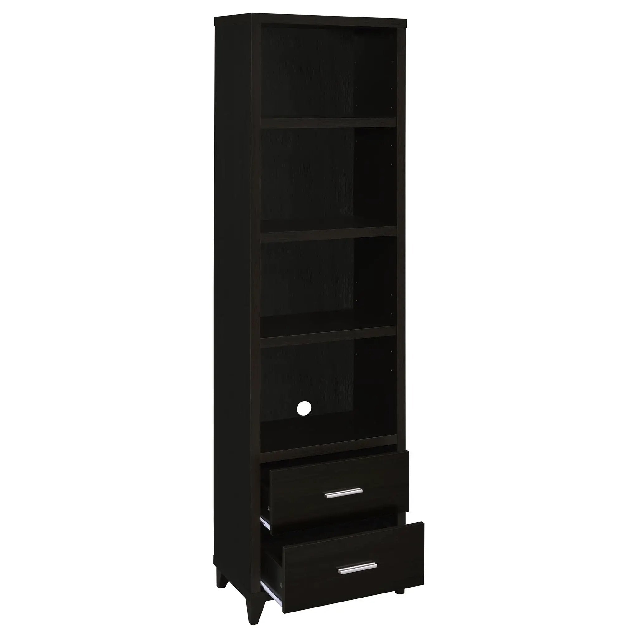 Media Tower With And Drawer With Adjustable Shelves Handles - Brown by HouseOfZazla