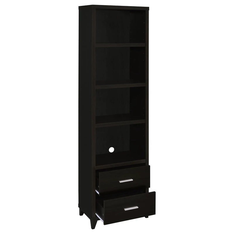 Media Tower With And Drawer With Adjustable Shelves Handles - Brown by HouseOfZazla