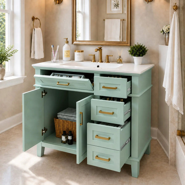 36" Light Green Bathroom Vanity, photo 2 of 10