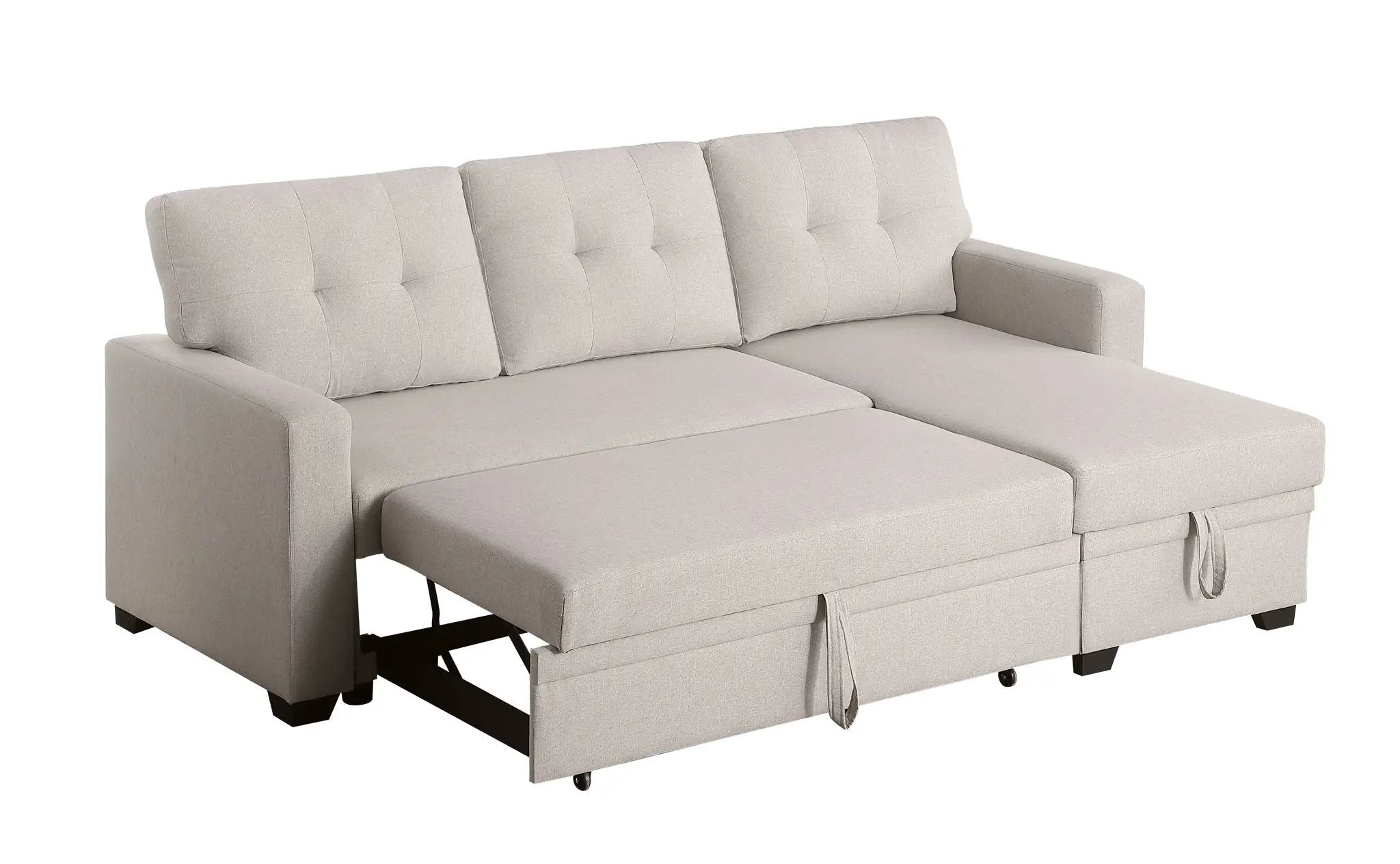 Upholstered Pull Out Sectional Sofa With Chaise by HouseOfZazla