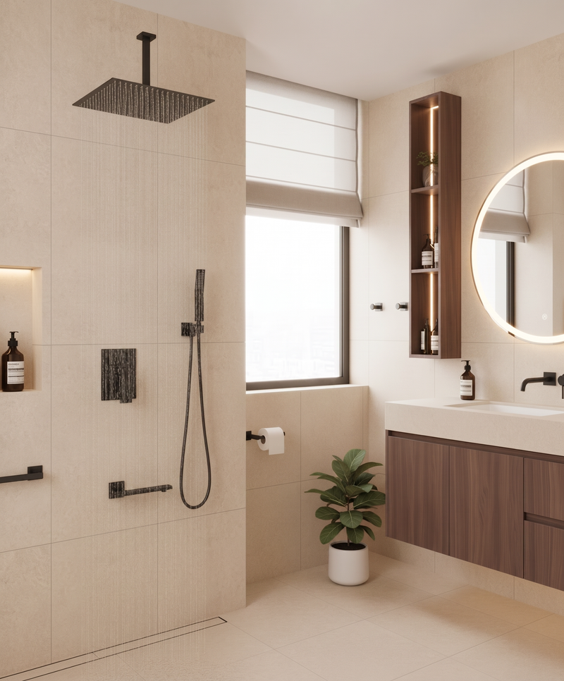 Shower System with Tub Spout and 12 Inch Shower Head by HouseOfZazla