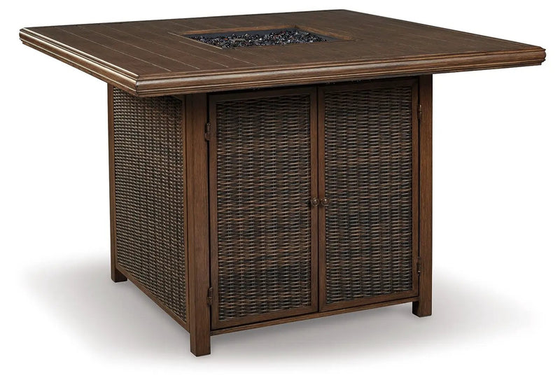Paradise Trail - Square Bar Table w/Fire Pit - Medium Brown by Unique Piece Furniture