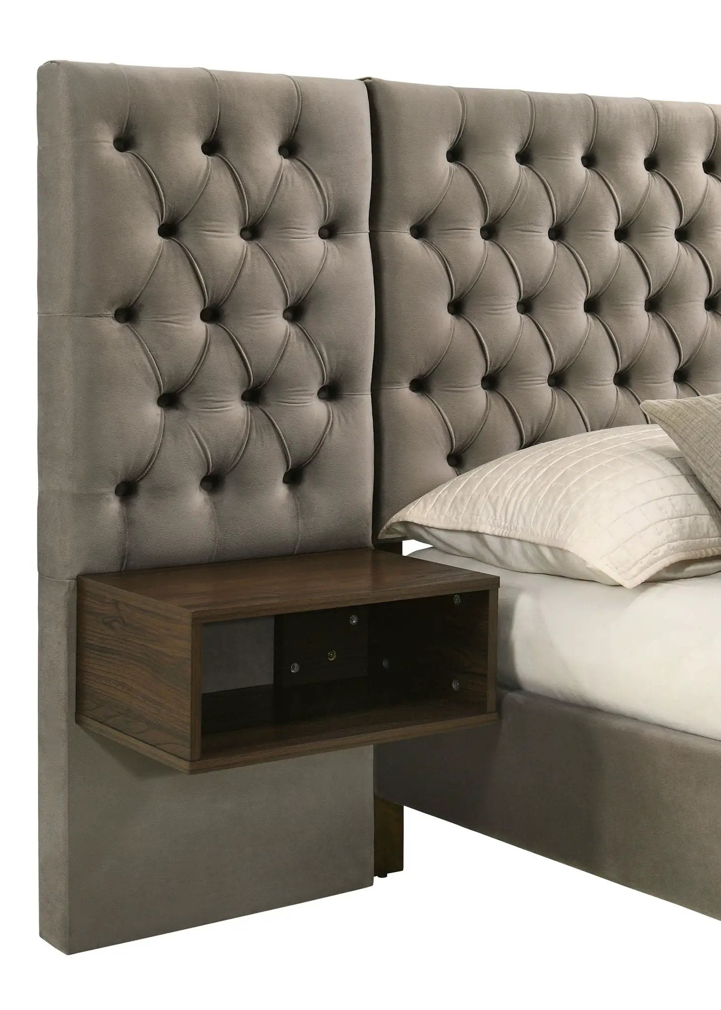 Marley Upholstered Eastern King Wall Panel Bed Light Brown by Unique Piece Furniture