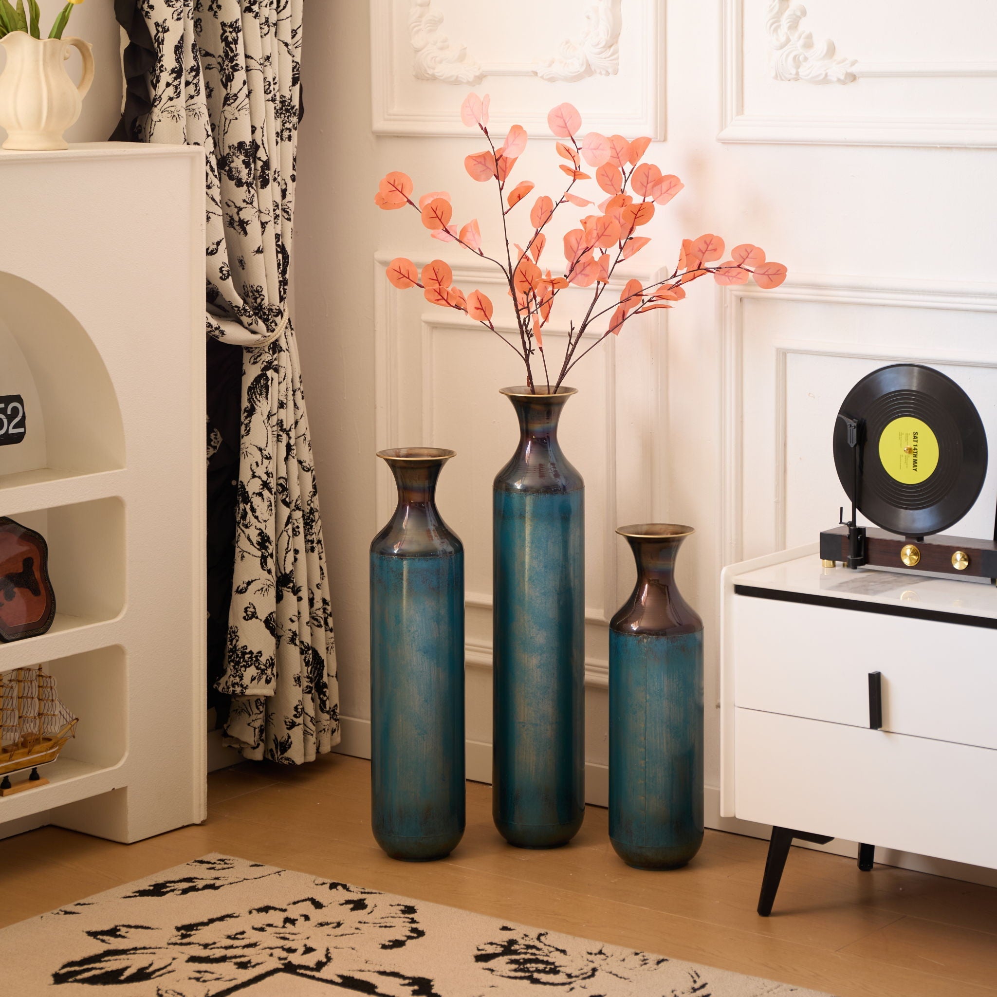 Modern Droplet Shaped Floor Vase Set, 3 Piece Home Decor by HouseOfZazla