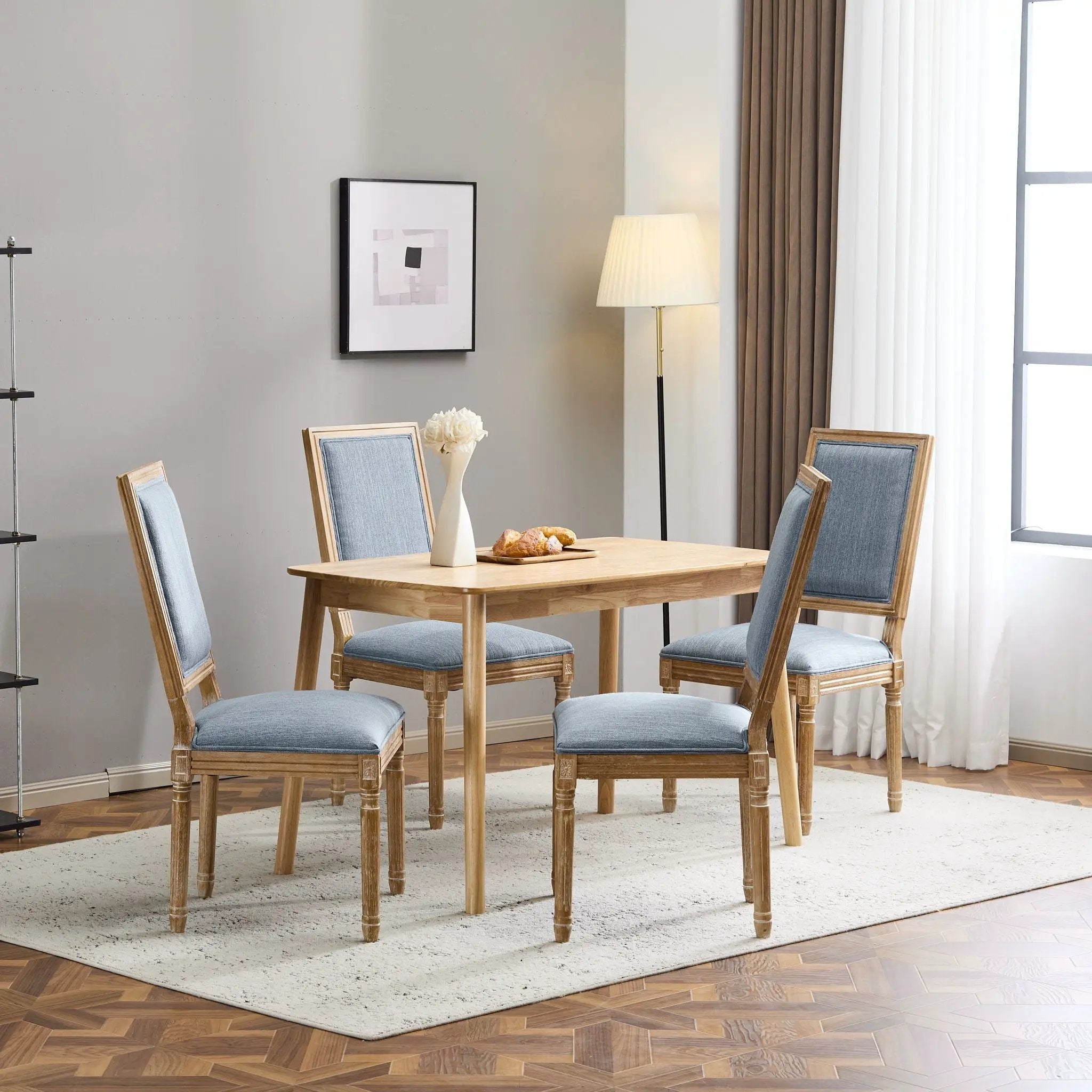 French Country Style Dining Chair With Upholstered Seating And Fluted Legs by HouseOfZazla