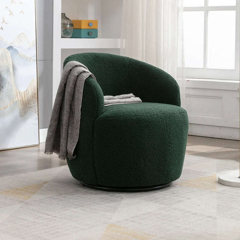 Teddy Fabric Swivel Accent Armchair Barrel Chair by HouseOfZazla