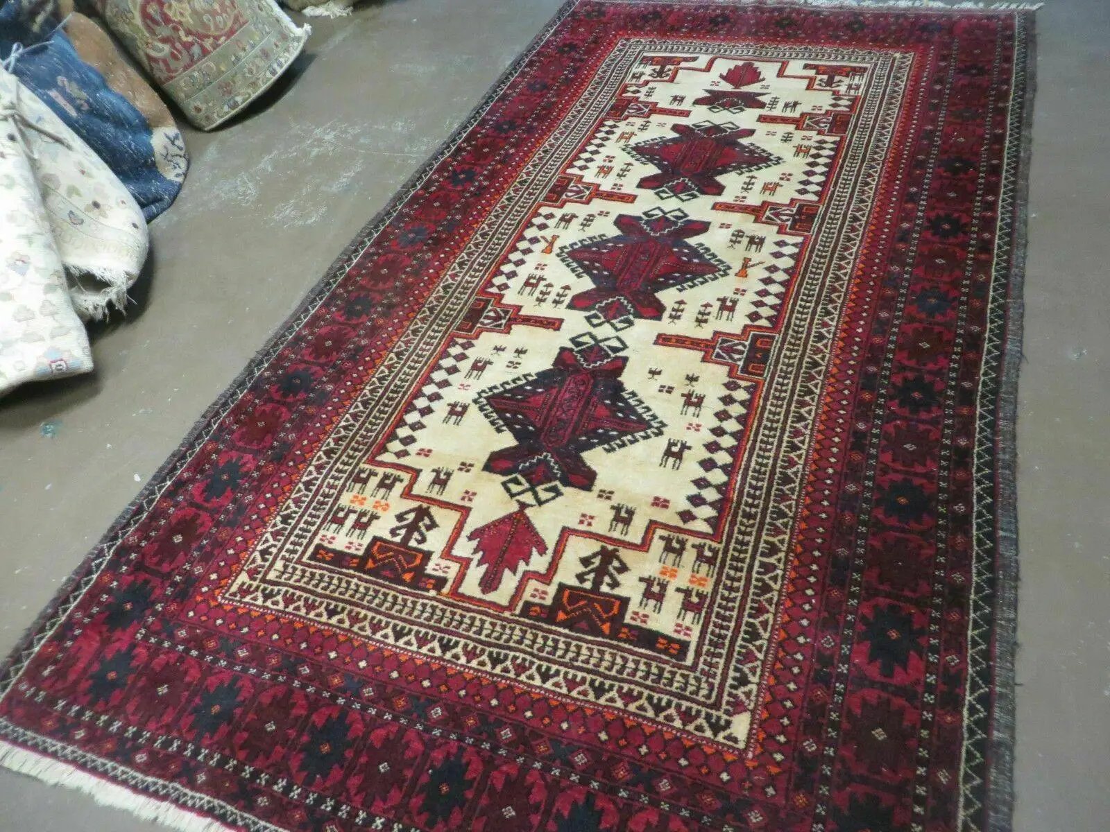 4' X 7' Vintage Handmade Pakistan Turkoman Bokhara Balouch Woven Wool Rug Nice by Jewel Rugs