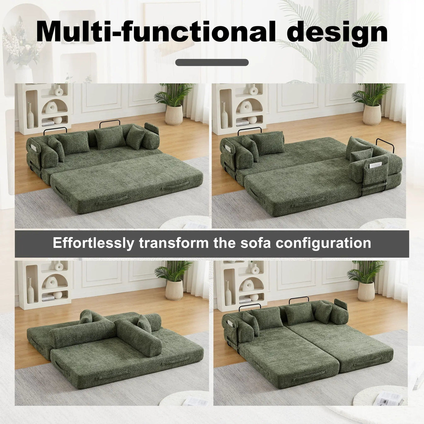 Convertible Sleeper Sofa Bed With Cylindrical Pillow by HouseOfZazla