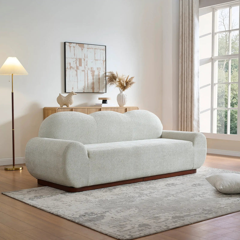 88in Round Arm Cloud Curved 3-Seater Modern Upholstered Boucle Sofa by HouseOfZazla