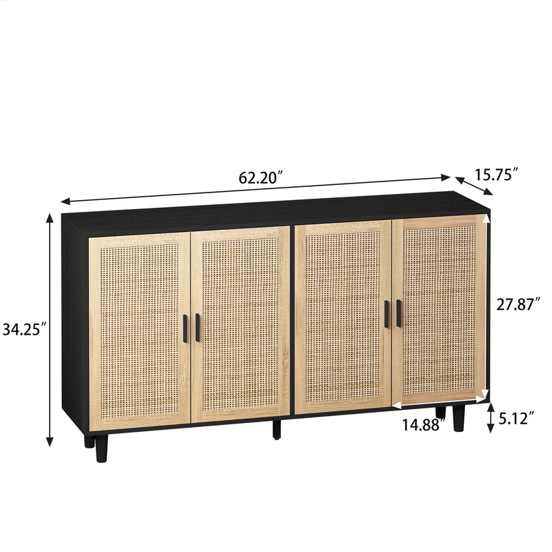 Elegant And Functional 4 Door Rattan Decorative Storage Cabinet by HouseOfZazla