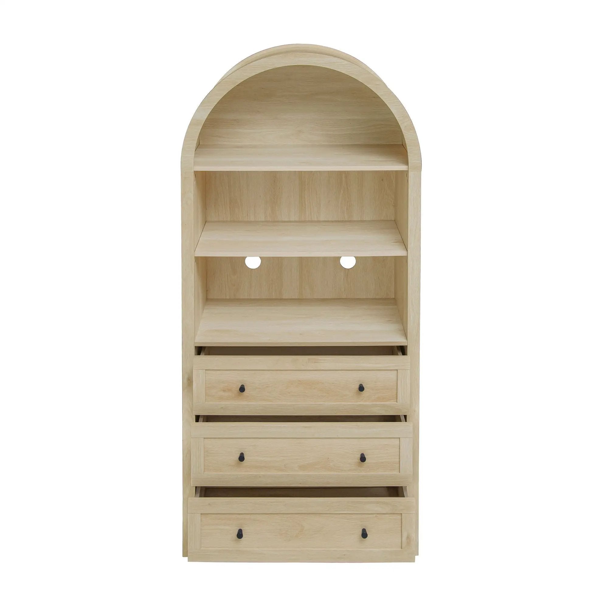 Arched Kitchen Pantry, Modern Farmhouse Wood Kitchen Storage Cabinets, Arched Storage Display Cabinet With Adjustable Shelves, Versatile Cupboard For Kitchen, Dining Room, Living Room - Natural by HouseOfZazla