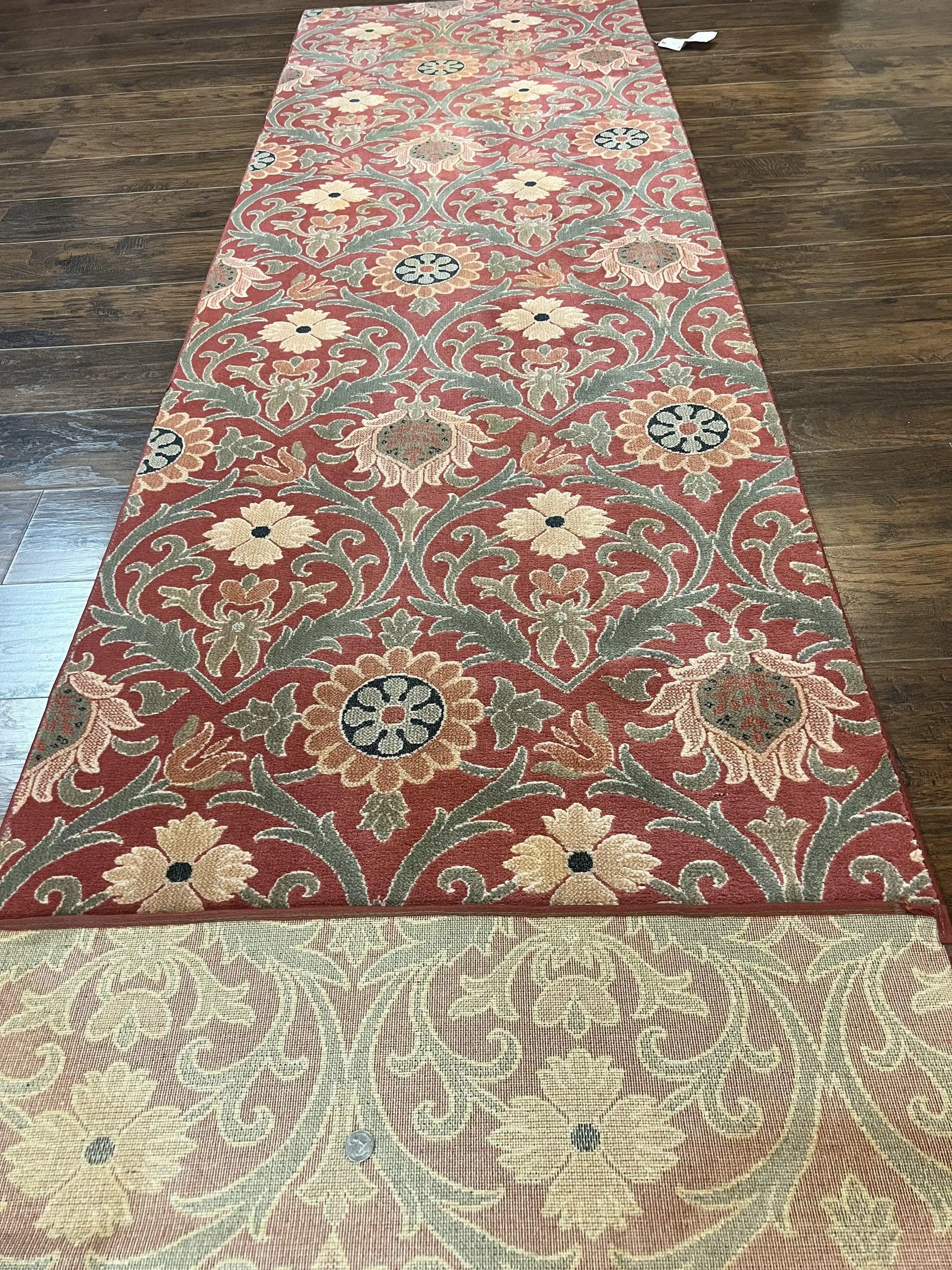 Runner Rug 3 x 14.7, Long Hallway Rug, Wool, Power Loomed, Contemporary, Floral by Jewel Rugs