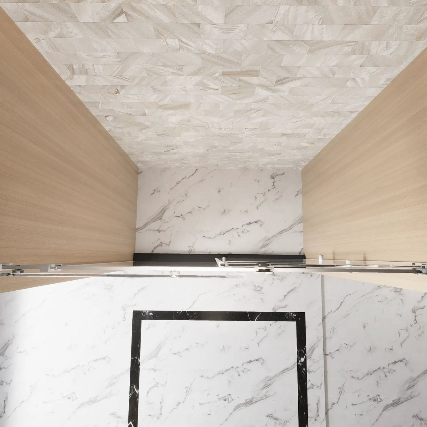 Frameless Single Sliding Shower Door & Handle And Square Tube Track by HouseOfZazla