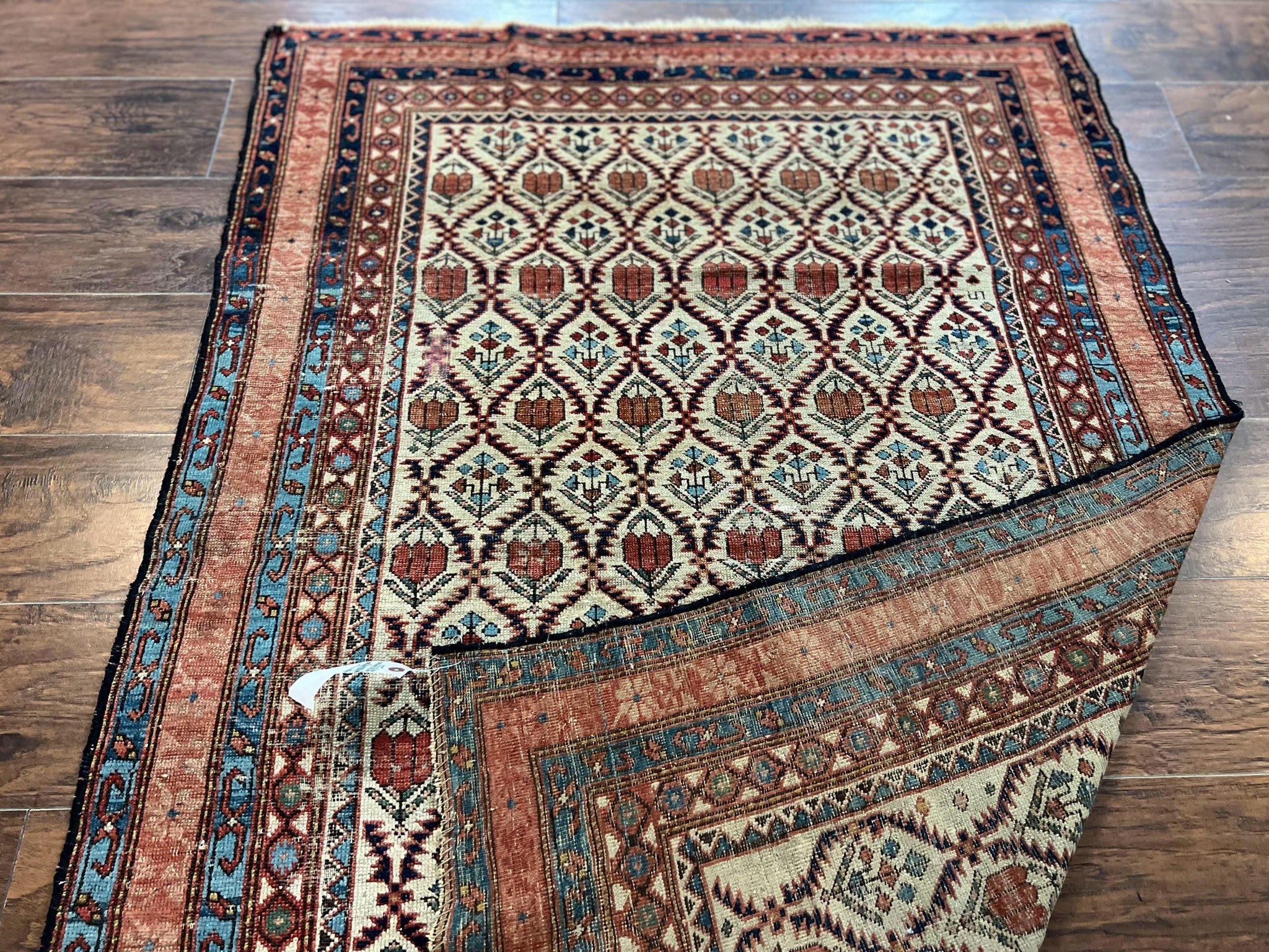 Antique Caucasian Rug 4x6, Hand Knotted Wool Carpet, Shirvan Rug by Jewel Rugs