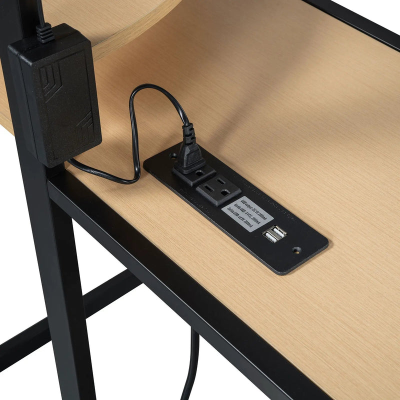 Loft Bed With Desk, Shelves, Power Outlet, LED Light And Wardrobe by HouseOfZazla