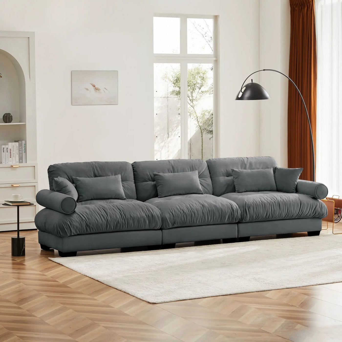 Modern Oversize Sofa With Cloud Like Comfort, Featuring Waist And Throw Pillows by HouseOfZazla