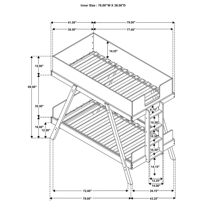 Frankie Twin Over Twin Bunk Bed with 7-inch Mattresses White by Unique Piece Furniture