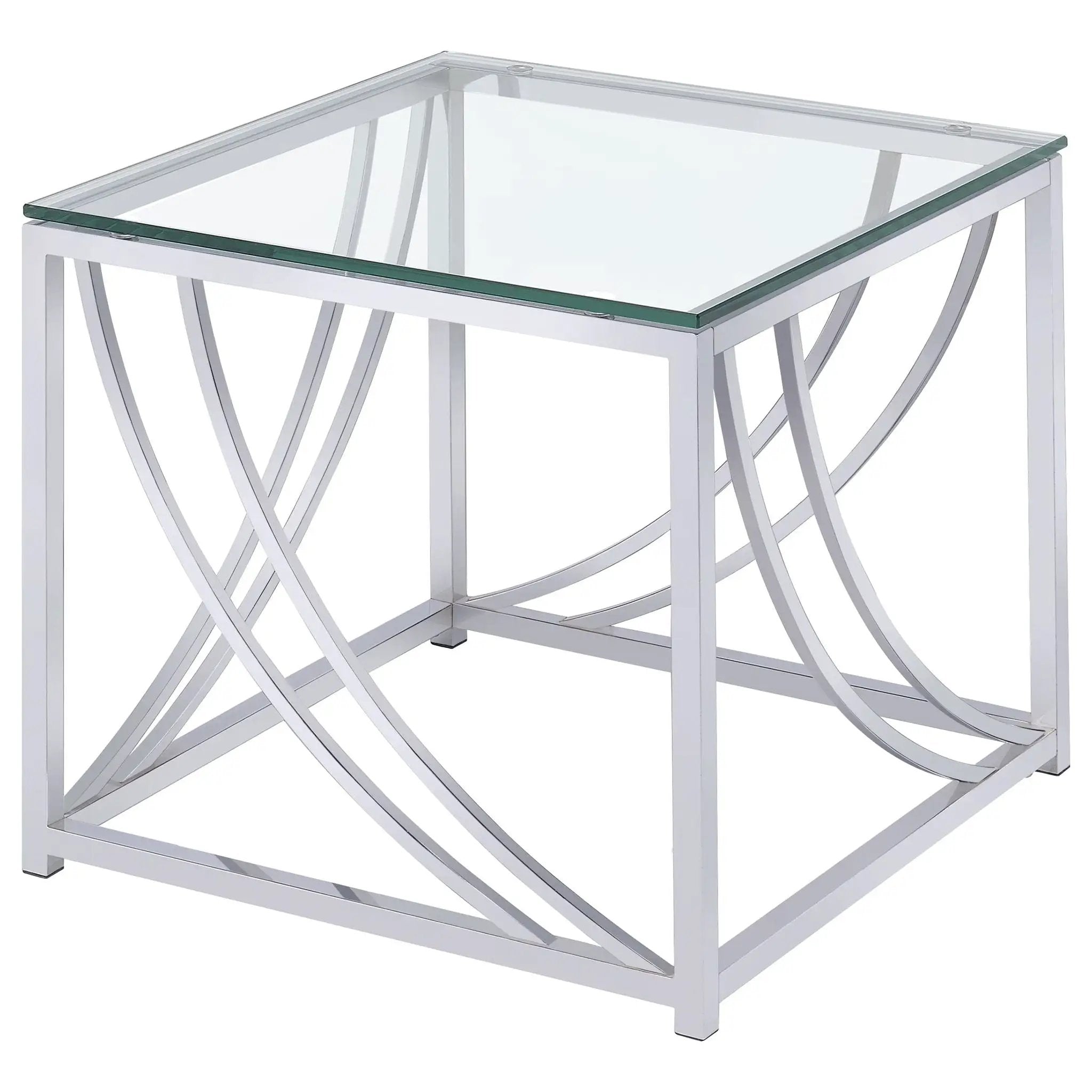 Lille 2-piece Glass Top Coffee And End Table Set Chrome by Unique Piece Furniture