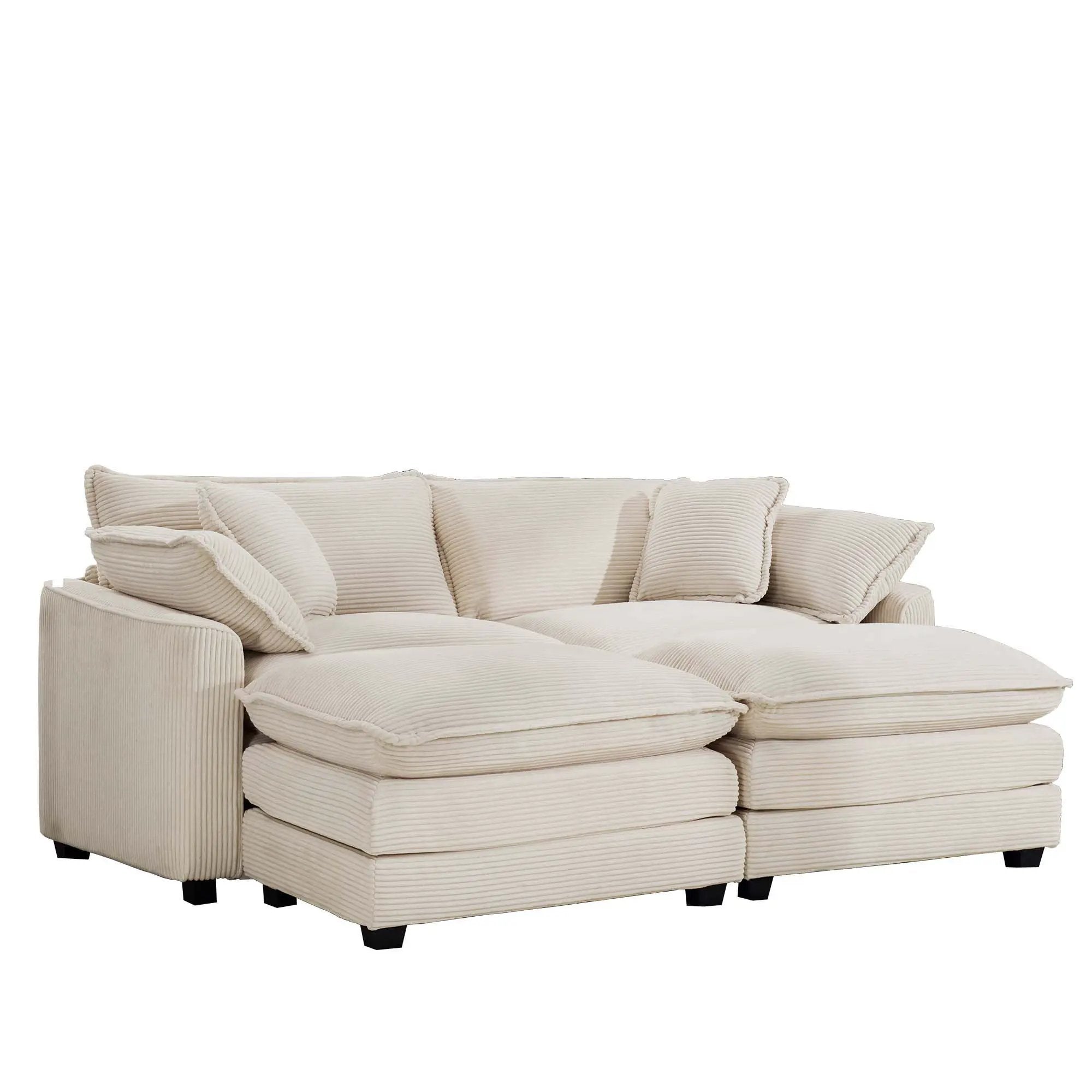 Modern Oversized Modular Cushion Sofa With Ottoman, Low Back, Deep Seating Sofa Set by Unique Piece Furniture