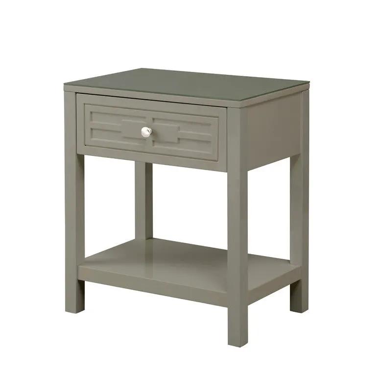 Dylan - Wooden End Side Table Nightstand With Glass Top And Drawer by HouseOfZazla
