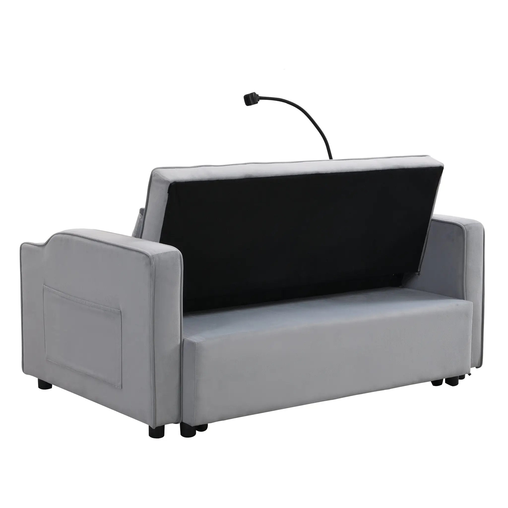 Modern Velvet Loveseat Futon Sofa Couch with Pullout Bed by HouseOfZazla