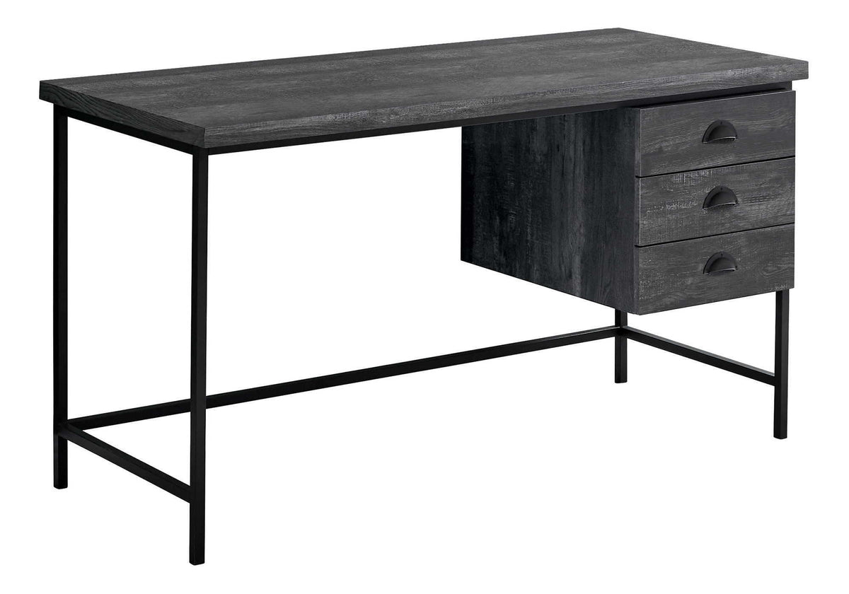 Contemporary Computer Desk with 3 Storage Drawers - Dark Gray, Gray, or Dark Brown, photo 3 of 12