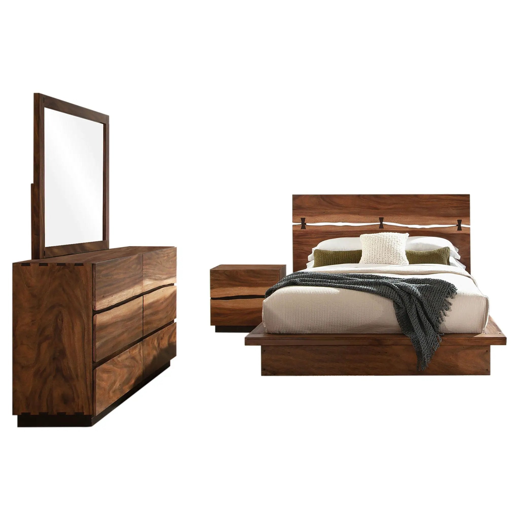 Winslow 4-piece Eastern King Bedroom Set Smokey Walnut by Unique Piece Furniture
