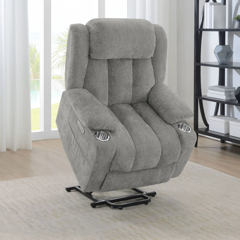 Houston Upholstered Power Lift Recliner Grey by Unique Piece Furniture