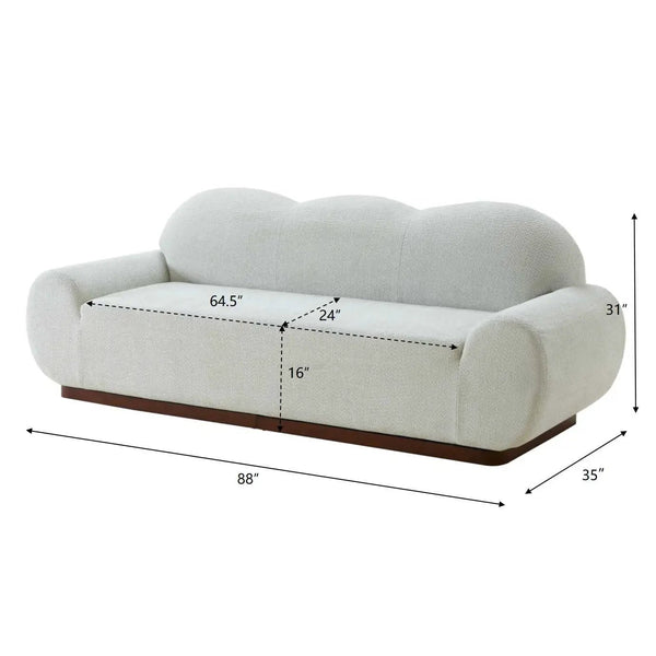 88in Round Arm Cloud Curved 3-Seater Modern Upholstered Boucle Sofa