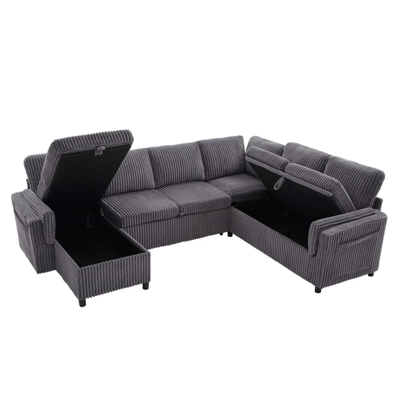 Convertible U-Shaped Sectional Sofa Bed With USB Ports And Storage by HouseOfZazla