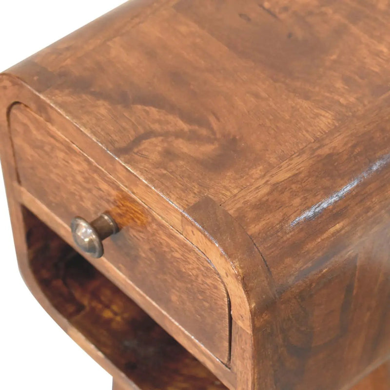 Solid Wood Extra Mini Chestnut Curve Lower Nightstand by HouseOfZazla