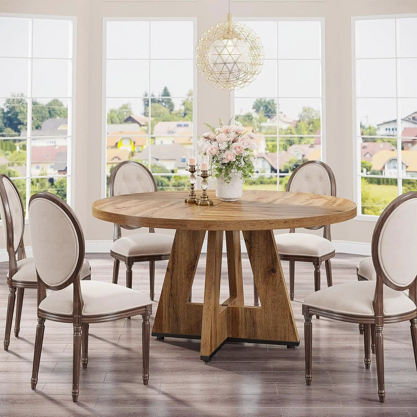 Round Dining Cross Base Kitchen Table by HouseOfZazla