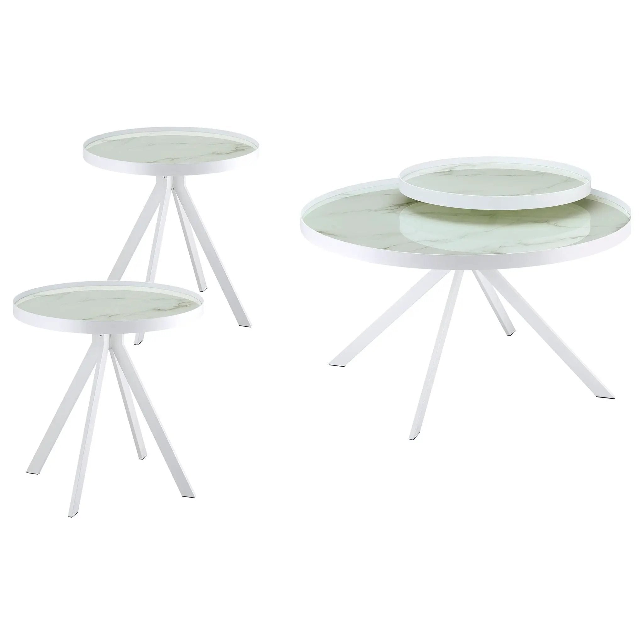 Briggs 3-piece Round Coffee and End Table Set White by Unique Piece Furniture