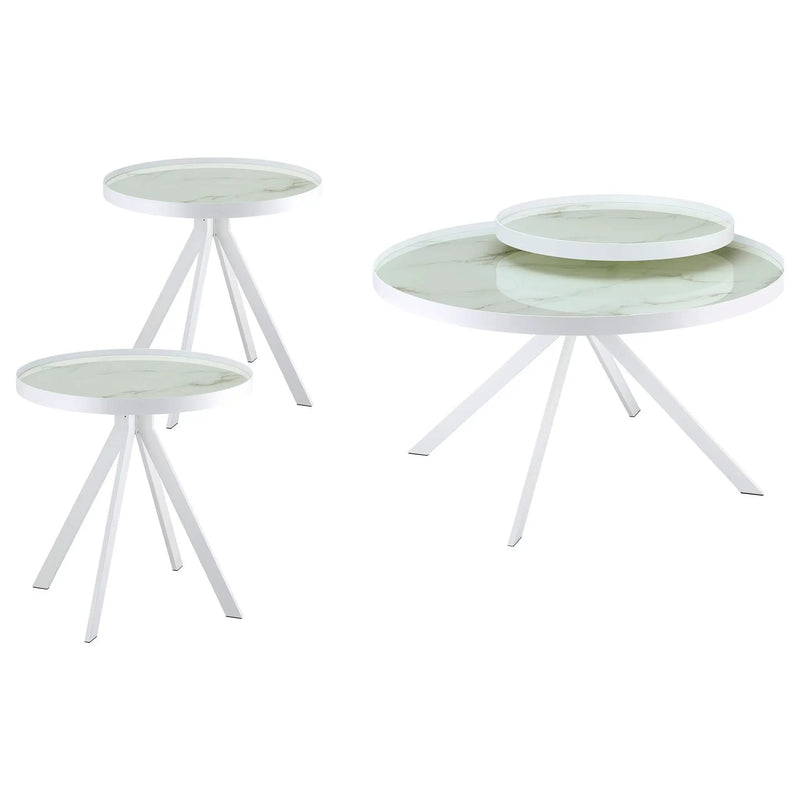 Briggs 3-piece Round Coffee and End Table Set White by Unique Piece Furniture