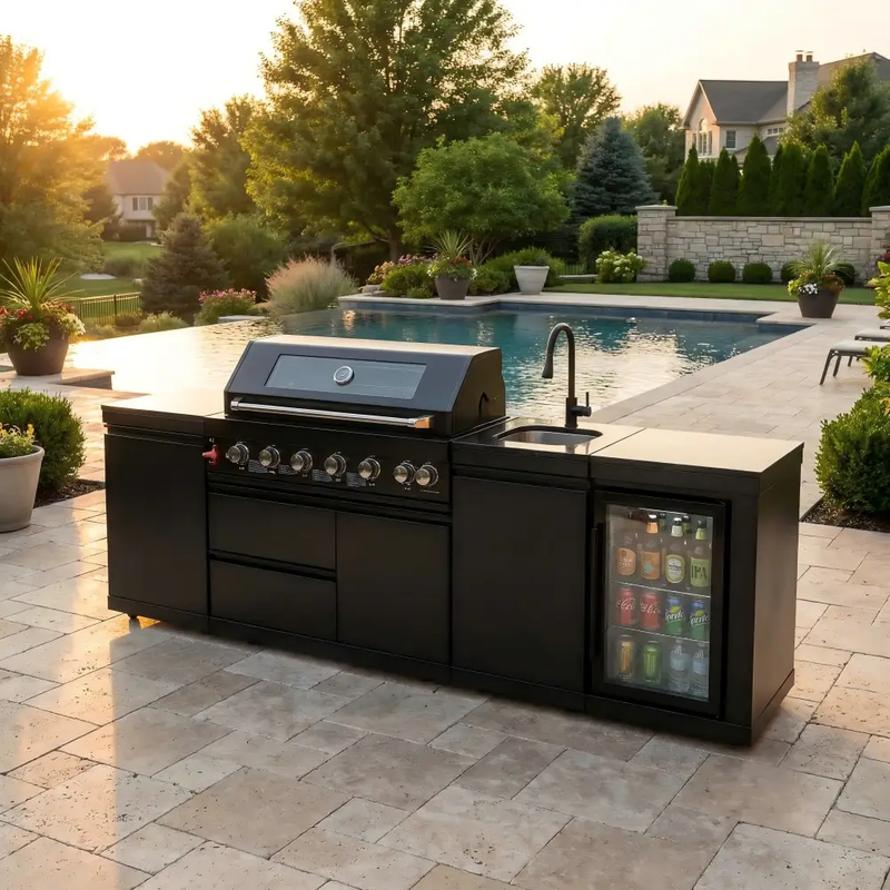 6-Burner 85000 BTU Deluxe Stainless Steel Propane Gas Outdoor Kitchen Grill by HouseOfZazla