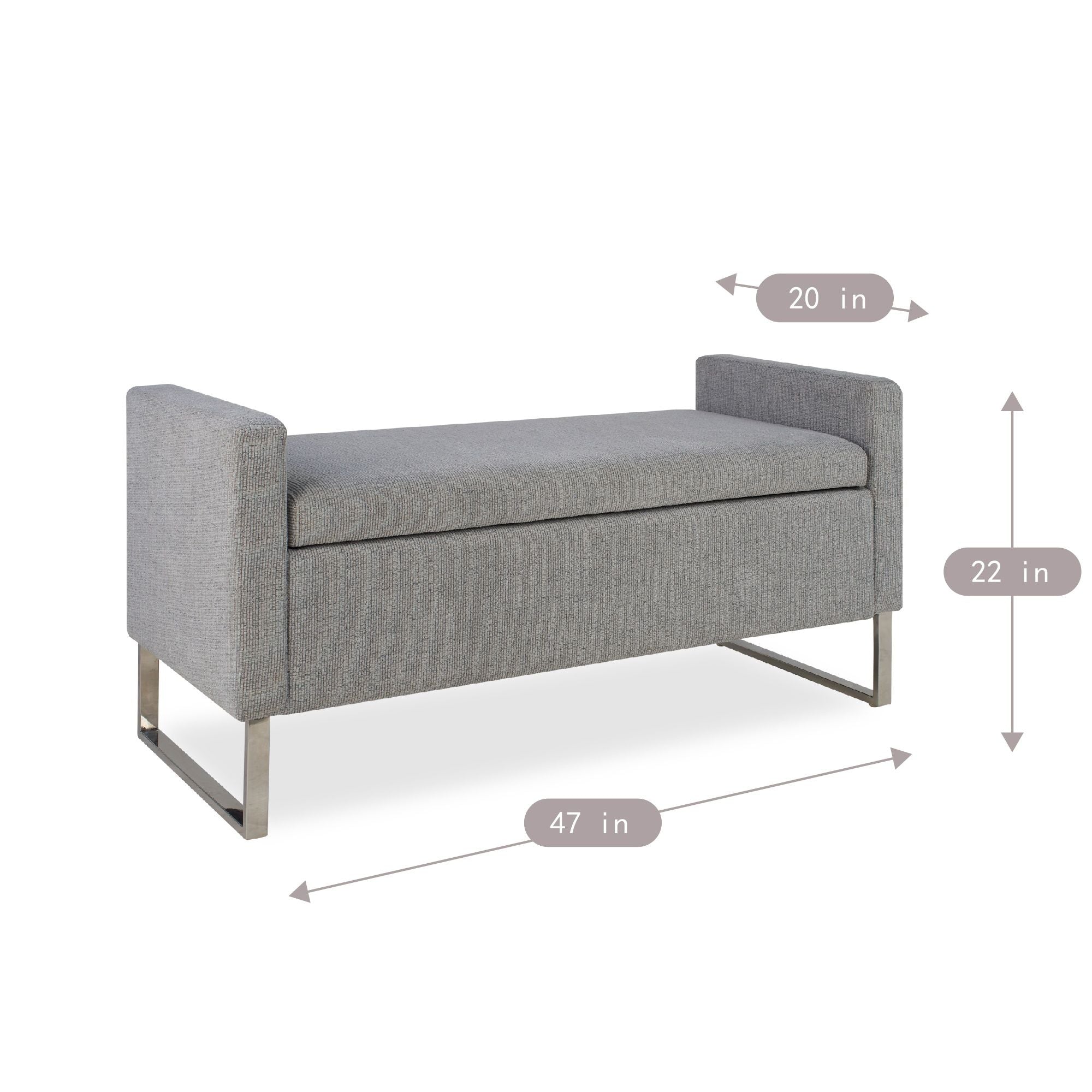 Upholstered Ottoman Bench With Storage - Dark Gray by HouseOfZazla