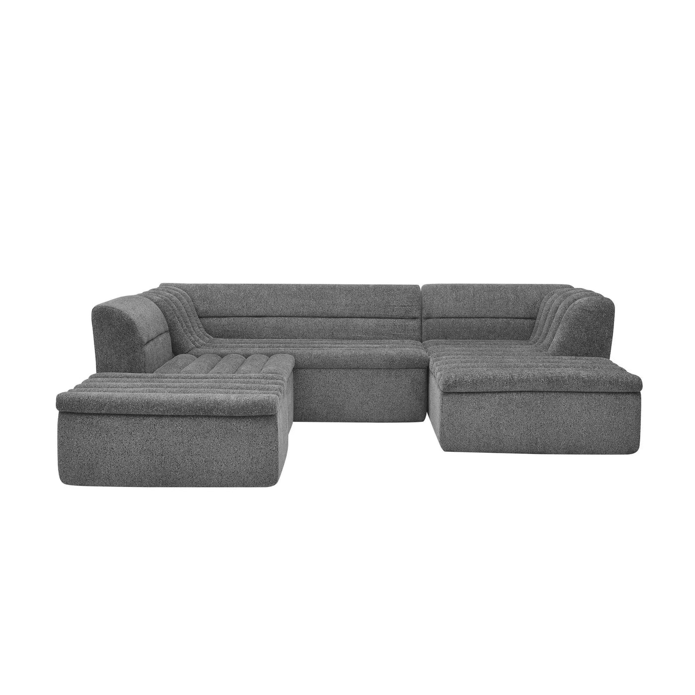 U-Shaped Modular Sectional Sofa With Chaise And Movable Ottoman With Wave-Shaped Armrest by HouseOfZazla