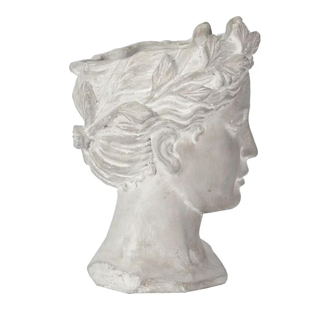 Greek Style Cement Head Planter Indoor Outdoor Home Garden Decor - Gray by Unique Piece Furniture
