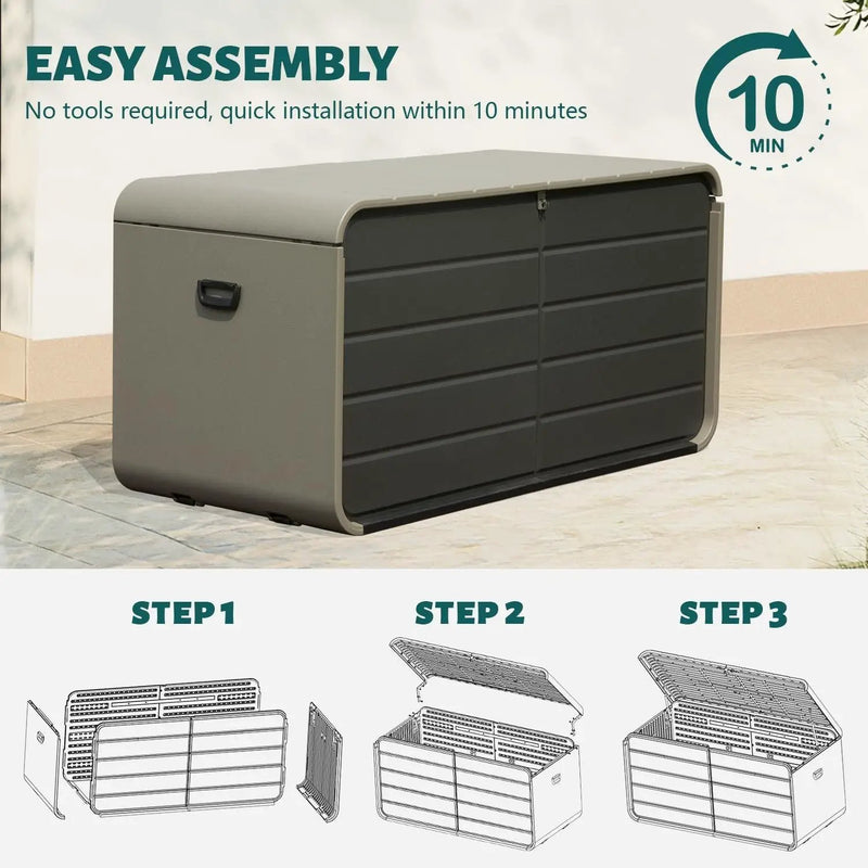 200 Gallon Plastic Deck Box with Lock and Waterproof Lid by HouseOfZazla